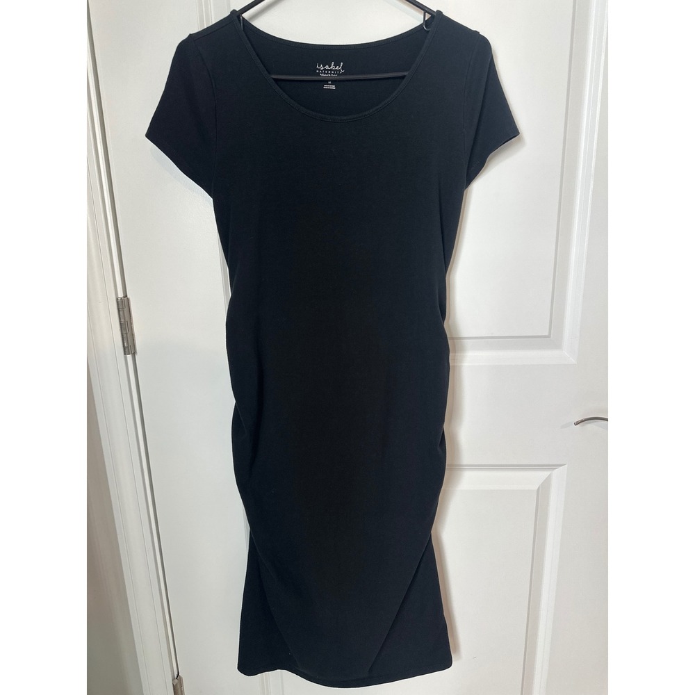 Isabel Maternity Ingrid & Isabel Black Ruched Bodycon Dress Short Sleeve Size M